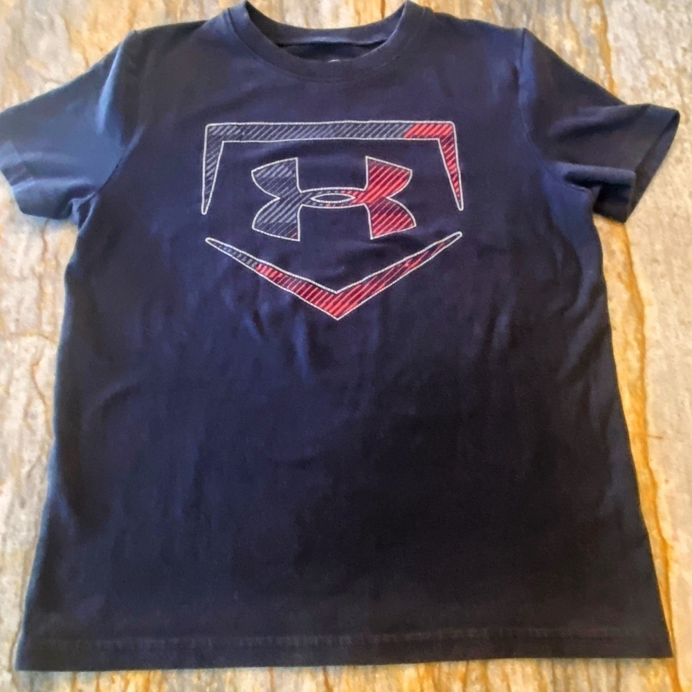 Under Armour Kids Dark Blue Tee with Red Graphic
